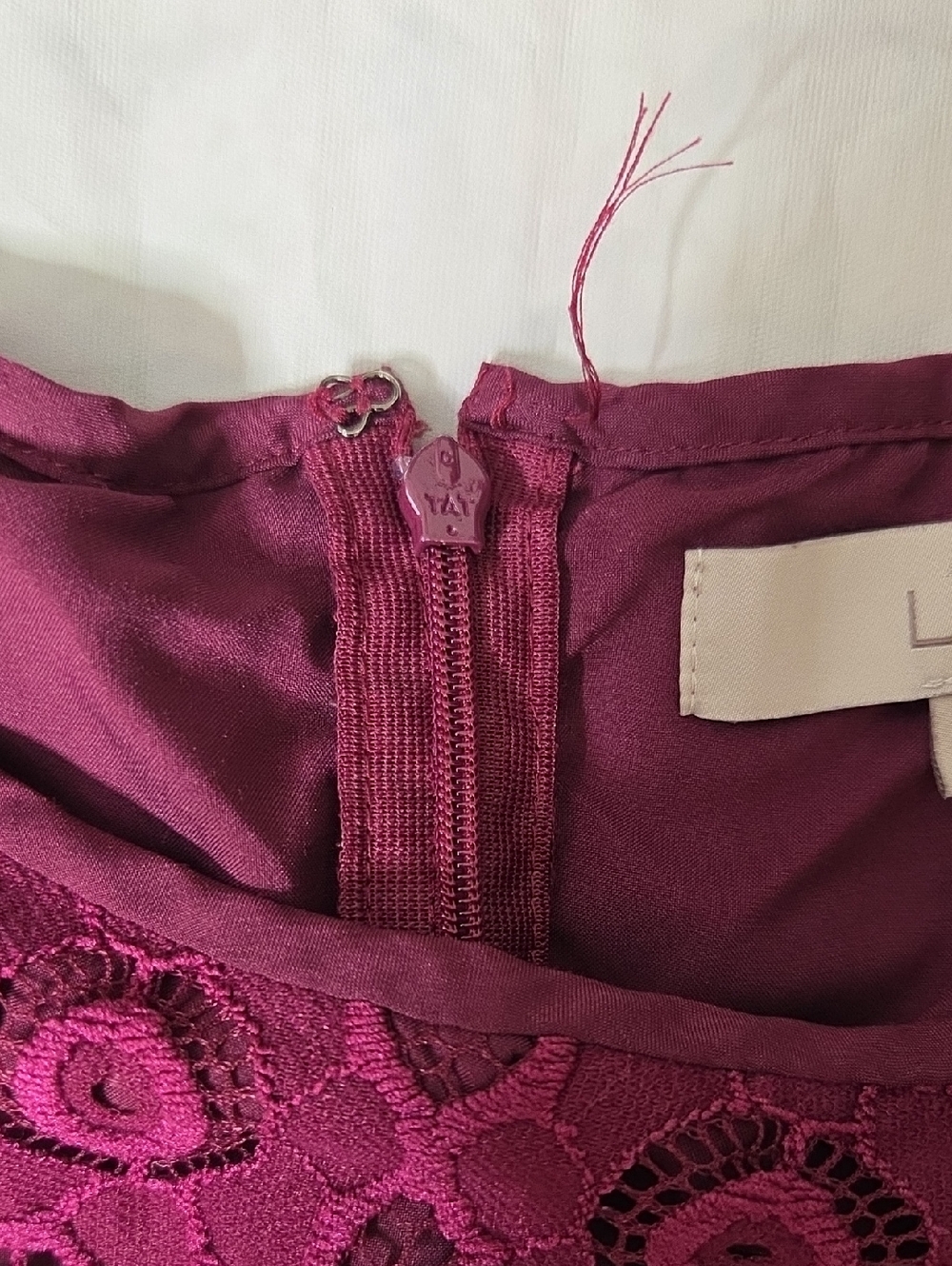 Loft Maroon Floral Lace Short-Sleeve Sheath Dress - Picture 3 of 8